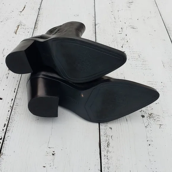 Vince Camuto Rinvalla Leather Stacked Heel Booties Women Black Sz 7.5 WORN ONCE