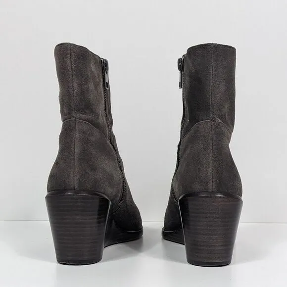 Vince Mavis Charcoal Gray Suede Wedge Ankle Boots Women's 7