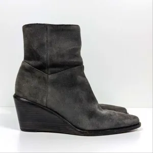 Vince Mavis Charcoal Gray Suede Wedge Ankle Boots Women's 7
