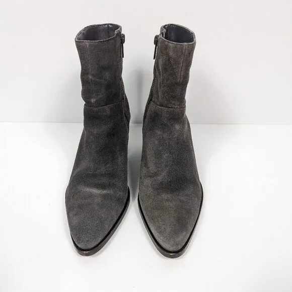 Vince Mavis Charcoal Gray Suede Wedge Ankle Boots Women's 7