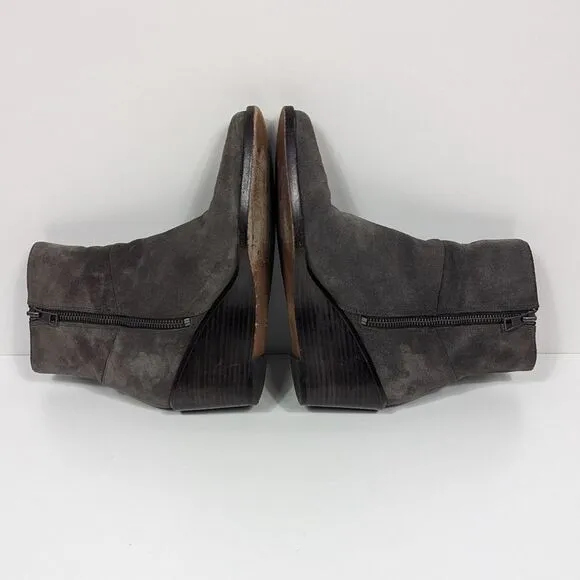Vince Mavis Charcoal Gray Suede Wedge Ankle Boots Women's 7