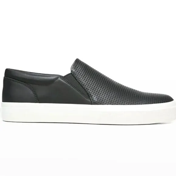 Vince Men’s Fletcher Slip On Casual Black Leather Sneaker Shoes Minimalist 7.5M