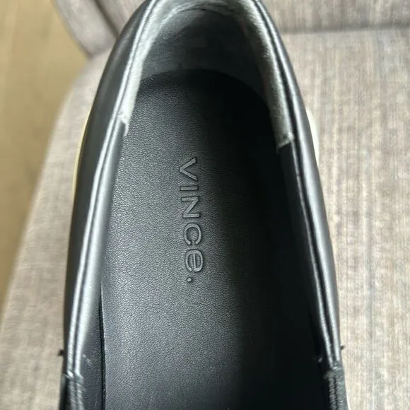 Vince Men’s Fletcher Slip On Casual Black Leather Sneaker Shoes Minimalist 7.5M