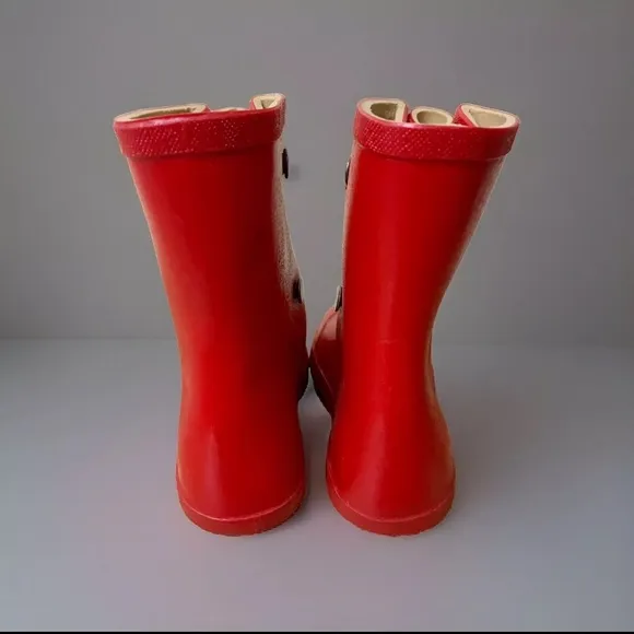 VINTAGE 1960’s NOS PARIGI Child RED Kids RUBBER RAIN BOOTS SZ 8 MADE IN USA 60s