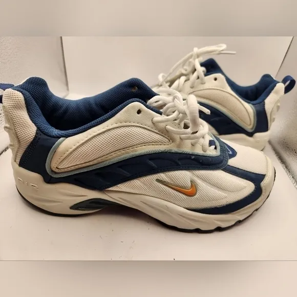 Vintage 1996 rare Nike air Brs 1000 women's sneakers size 10. White and blue