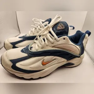 Vintage 1996 rare Nike air Brs 1000 women's sneakers size 10. White and blue