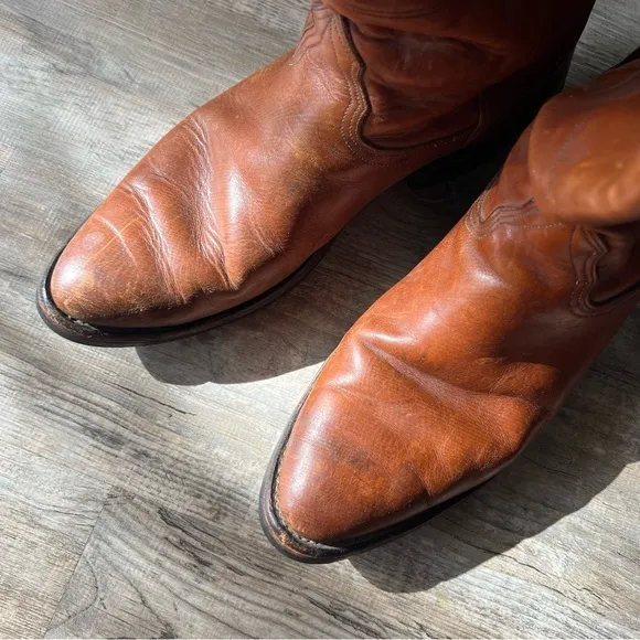 Vintage Brown Leather Cowboy Boots