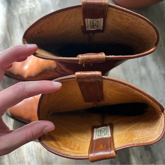 Vintage Brown Leather Cowboy Boots