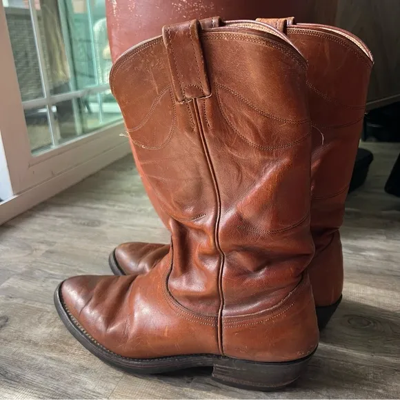 Vintage Brown Leather Cowboy Boots