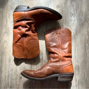 Vintage Brown Leather Cowboy Boots