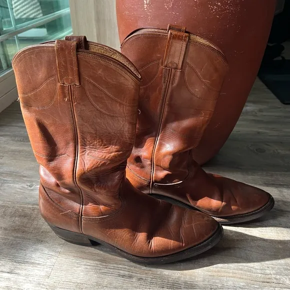 Vintage Brown Leather Cowboy Boots