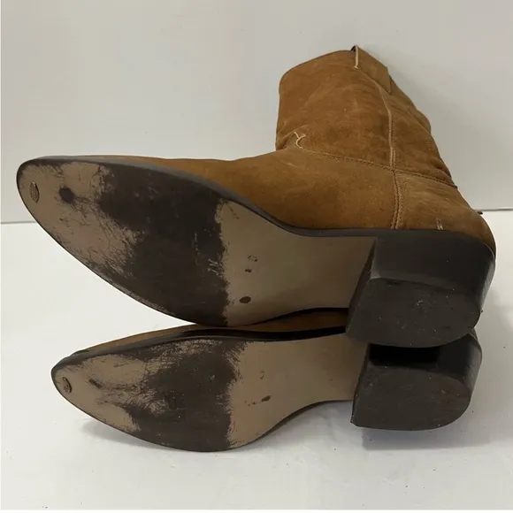 Vintage Code West Tan Brown Suede Fringe Western Cowboy Boot Brazil Women Size 7