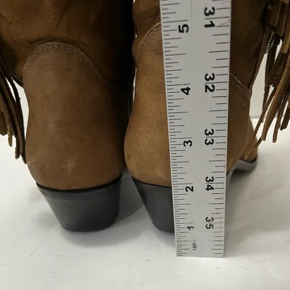 Vintage Code West Tan Brown Suede Fringe Western Cowboy Boot Brazil Women Size 7