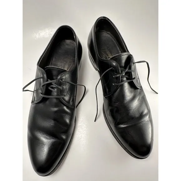 Vintage French Shriner mens Black Leather Dress Shoes 7.5