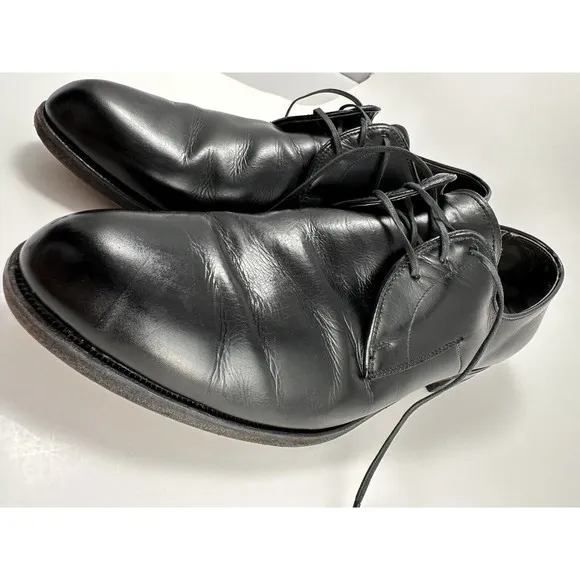 Vintage French Shriner mens Black Leather Dress Shoes 7.5