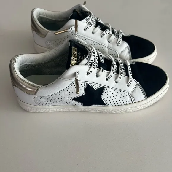 Vintage Havana Gadol Perforated Lace up Sneakers Black/White Multi 6.5 Womens