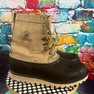 Vintage Lacrosse Outdoorsman Waterproof Rubber Leather Lace Up Boots Vibram Sole