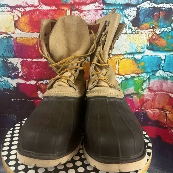 Vintage Lacrosse Outdoorsman Waterproof Rubber Leather Lace Up Boots Vibram Sole