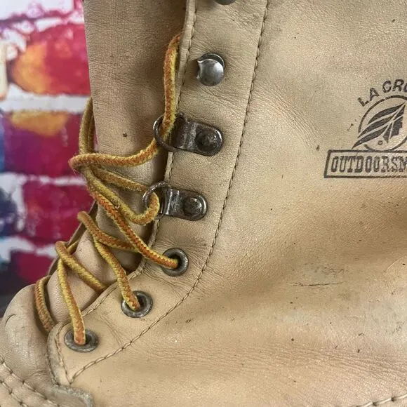 Vintage Lacrosse Outdoorsman Waterproof Rubber Leather Lace Up Boots Vibram Sole