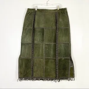 VINTAGE Leather Snake Print Crochet Street Skirt