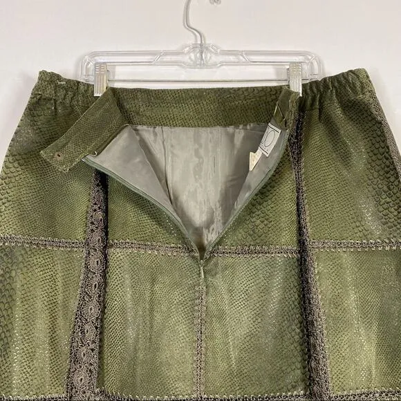 VINTAGE Leather Snake Print Crochet Street Skirt