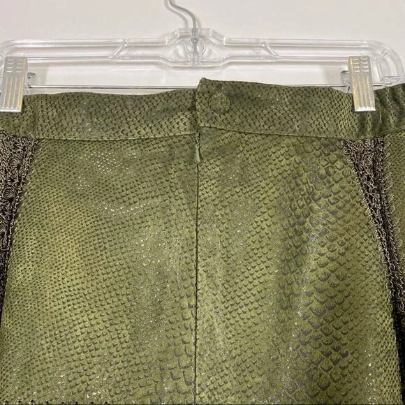 VINTAGE Leather Snake Print Crochet Street Skirt