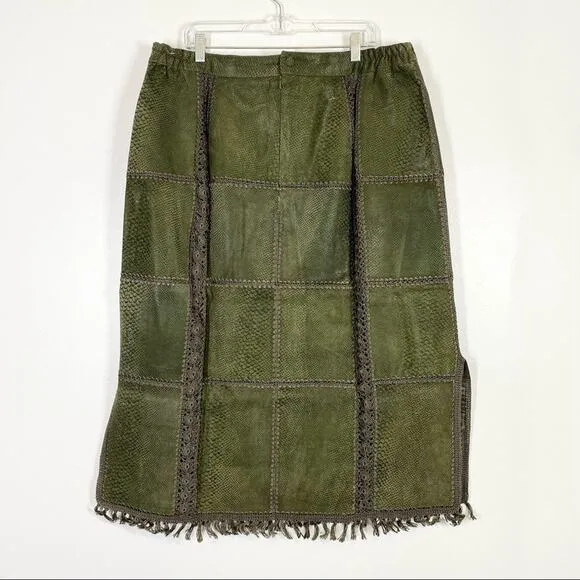VINTAGE Leather Snake Print Crochet Street Skirt