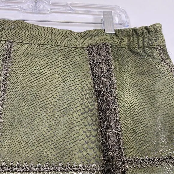 VINTAGE Leather Snake Print Crochet Street Skirt