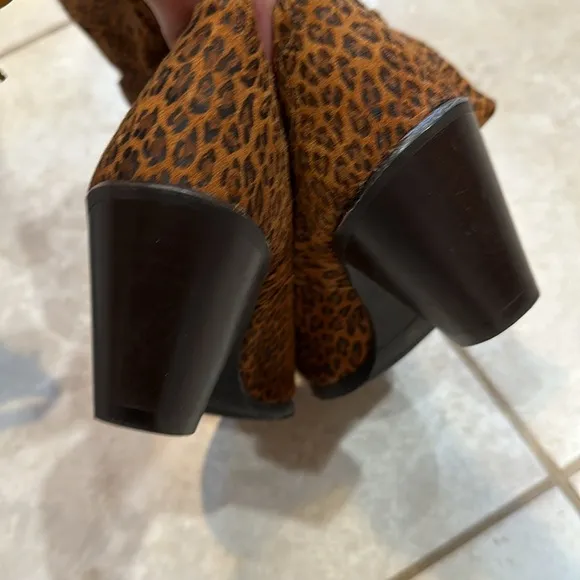 Vintage Leopard Suede Slouch Cowboy Boots 7.5