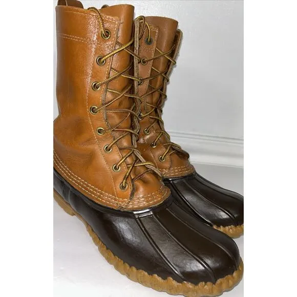 Vintage LL Bean Maine Hunting Duck Boots USA Mens 9 Calf Length Rubber Leather