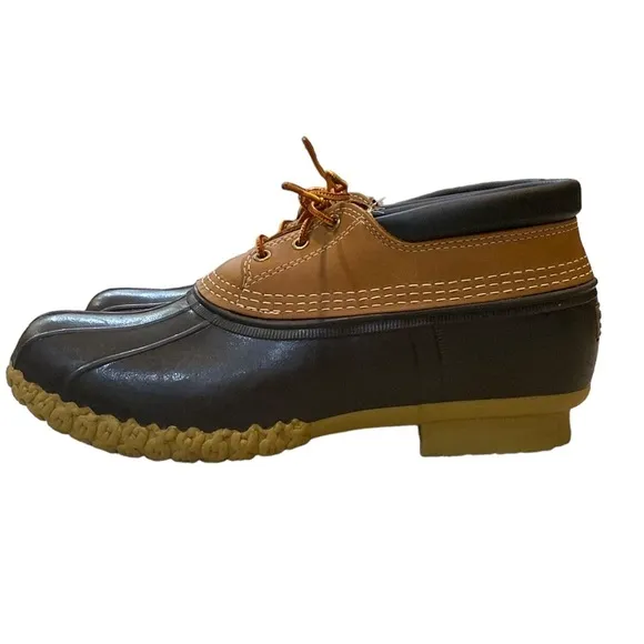 Vintage L.L. BEAN MEN'S DUCK BOOTS Rubber Leather Moc Upline Brown Tan Brown 12W
