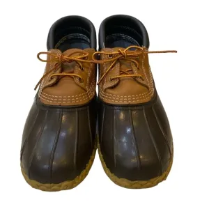 Vintage L.L. BEAN MEN'S DUCK BOOTS Rubber Leather Moc Upline Brown Tan Brown 12W
