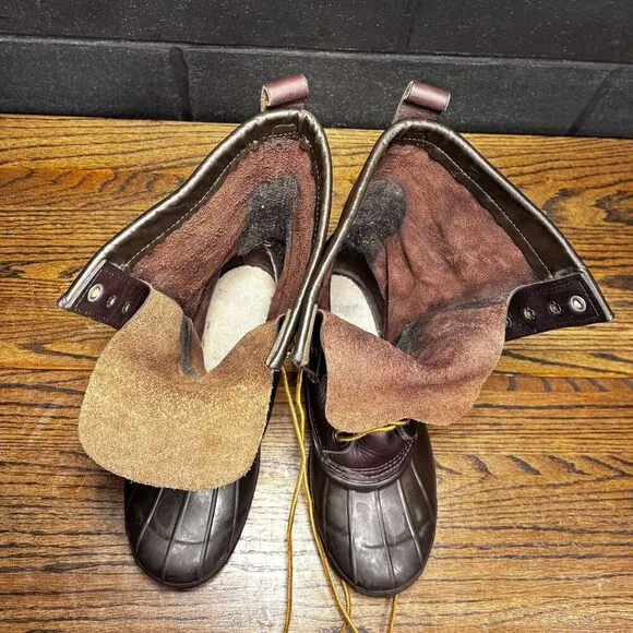 Vintage USA Lacrosse Big Mountain Brown Leather Rubber Boots Men’s 8