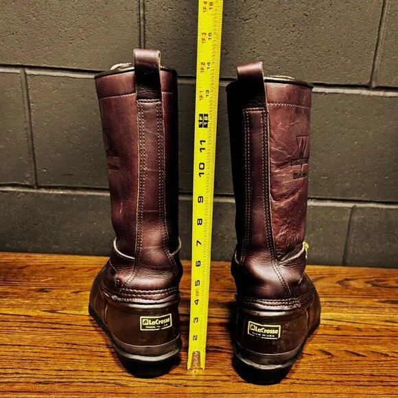 Vintage USA Lacrosse Big Mountain Brown Leather Rubber Boots Men’s 8