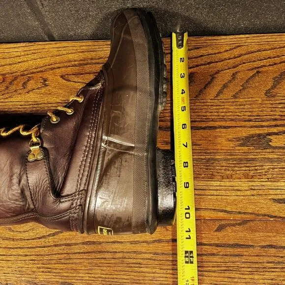 Vintage USA Lacrosse Big Mountain Brown Leather Rubber Boots Men’s 8