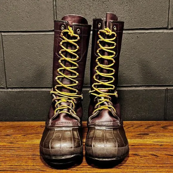 Vintage USA Lacrosse Big Mountain Brown Leather Rubber Boots Men’s 8