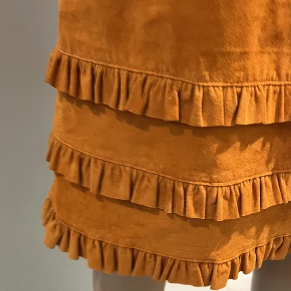 Vintage Wilson Maxima Suede Skirt With Ruffle Accents  Size 6 NWT