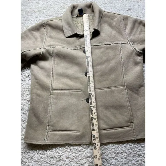 Vintage Woolwich Putty Sherpa Lined Suede Like Jacket Women's Large EUC‎