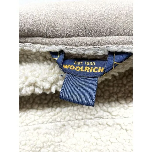 Vintage Woolwich Putty Sherpa Lined Suede Like Jacket Women's Large EUC‎