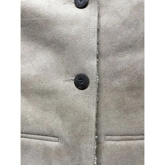 Vintage Woolwich Putty Sherpa Lined Suede Like Jacket Women's Large EUC‎
