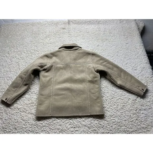 Vintage Woolwich Putty Sherpa Lined Suede Like Jacket Women's Large EUC‎