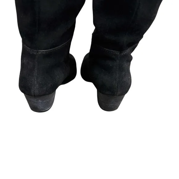 Vintage Y2K 90’s Slouchy Black Western Boho Slouchy Suede Silver Toe Tap Boots