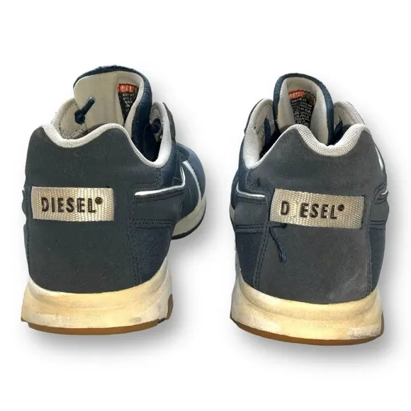 Vintage Y2K Diesel Shoes Mens 11 Proton Leather And Mesh Lace Up Blue Sneakers