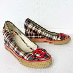 Vintage Y2K Sugar Plaid Wedge Heels Women’s Size 7.5 Chunky Platform