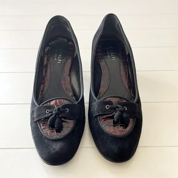 Vintage Amalfi Suede and Crocodile Tassel Pumps
