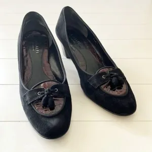 Vintage Amalfi Suede and Crocodile Tassel Pumps