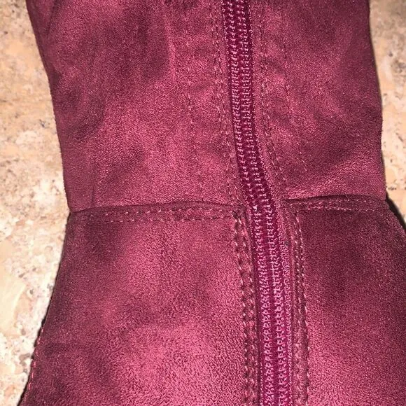 VintageBurgundy Suede Boots
