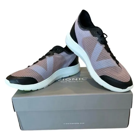 Vionic Celeste Lace Up Sneakers Lavender Purple Black Women’s Size 9