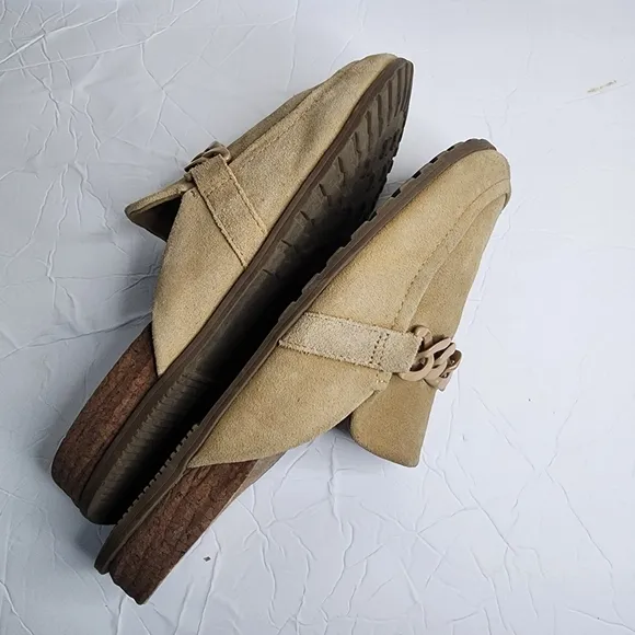 Vionic Georgie Mule Tan Suede with Chain Detail Slide Shoes Women's Size 10