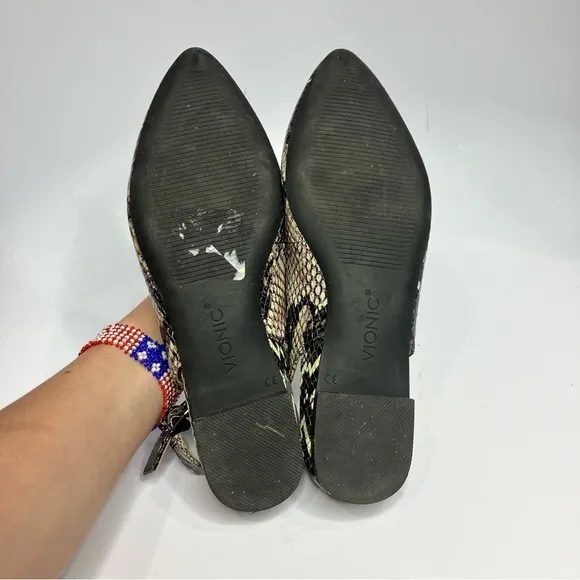 Vionic Jade Boa Slingback shoes snake skin print leather size 6.5
